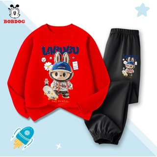  Bộ đồ thu đông dài tay bé trai BOBDOG quần áo cho bé chất thun cotton co dãn in hình Labubu tw-ks42 