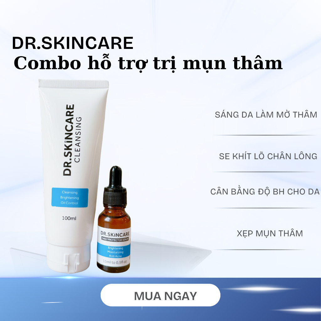 Combo sữa rửa mặt serum hỗ trợ giảm thâm mụn Dr.skincare