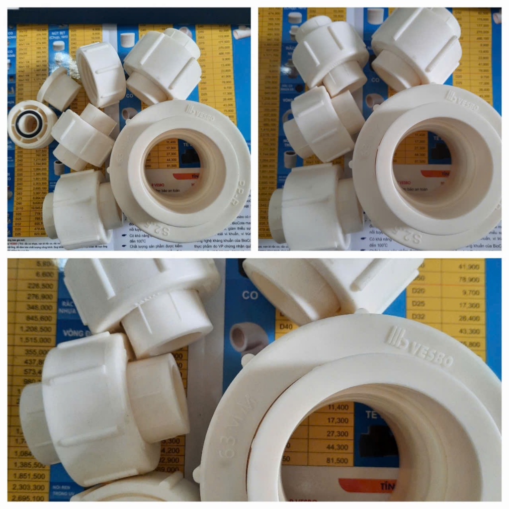 Rắc co 25 vesbo, rắc co nhựa vesbo 32, rắc co ppr màu trắng 40, hỏa tốc hcm