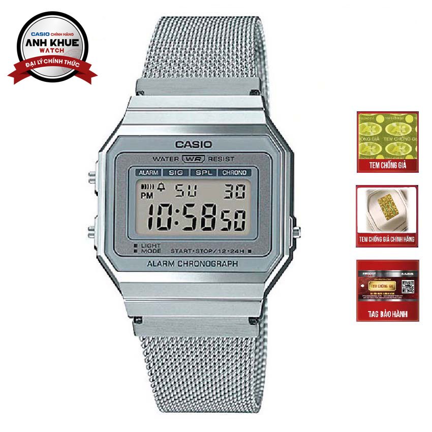 Đồng hồ Unisex Casio Vintage A700WM-7ADF siêu mỏng