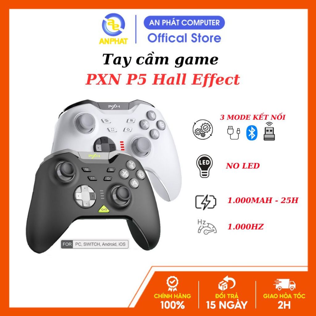 Tay cầm game Machenike G5 Pro Hall-Effect Tri-mode White / Black - Bảo hành 12 tháng