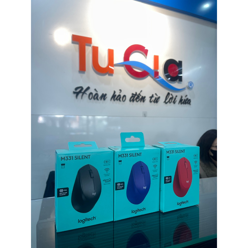 [MÀU NGẪU NHIÊN] Chuột máy tính không dây Logitech M331 Silent Plus - CHỐNG ỒN - Bảo hành chính hãng