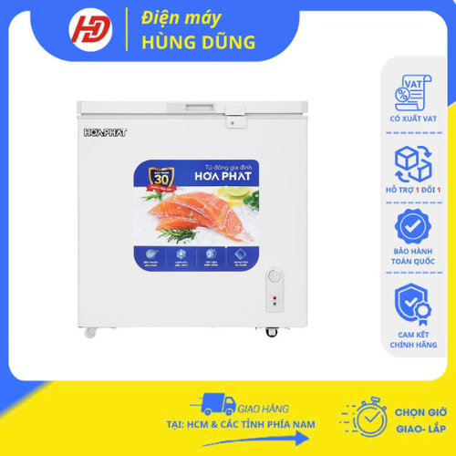 [ SHIP HỎA TỐC HCM ] Tủ đông Hòa Phát 162 Lít HPF AD6162 , dàn đồng - Bảo hành chính hãng 24 tháng