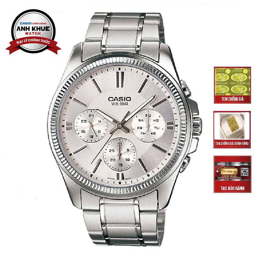 Đồng hồ Nam Casio MTP-1375D-7AVDF kim lịch nhỏ mặt trắng | BigBuy360 - bigbuy360.vn