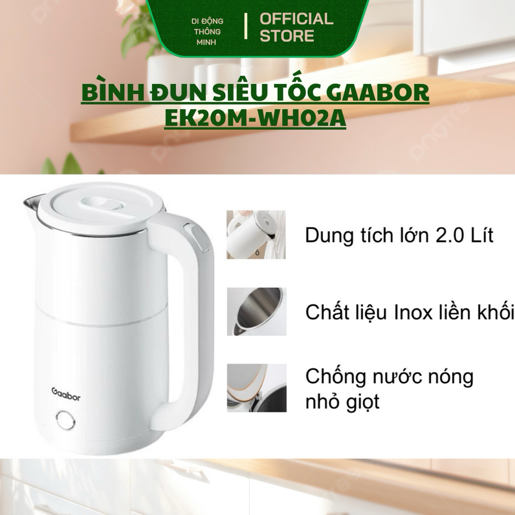 Bình đun siêu tốc Gaabor 2 lít EK20M-WH02A