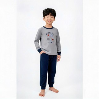  Bộ mặc nhà bé trai chất cotton dệt kim quần dài áo dài tay in hình Thời trang Việt Thắng B70.2409 