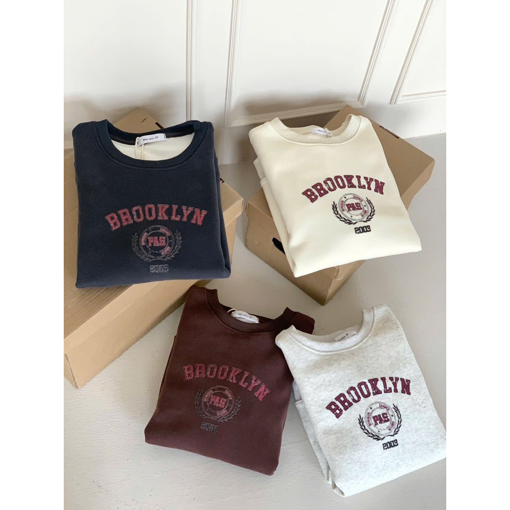 Áo nỉ nữ ó lót bông ấm áp, dáng rộng Maruko Brooklyn