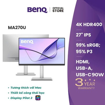 BenQ MA270U_Màn hình máy tính dành cho Mac_27" 4K USB Type-C thiết kế công thái học