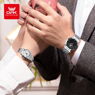 OPK Đồng hồ Cặp Dây đeo đồng hồ bằng thép không gỉ Nam Nữ thạch anh Đơn giản Quà chống nước Quà 6019