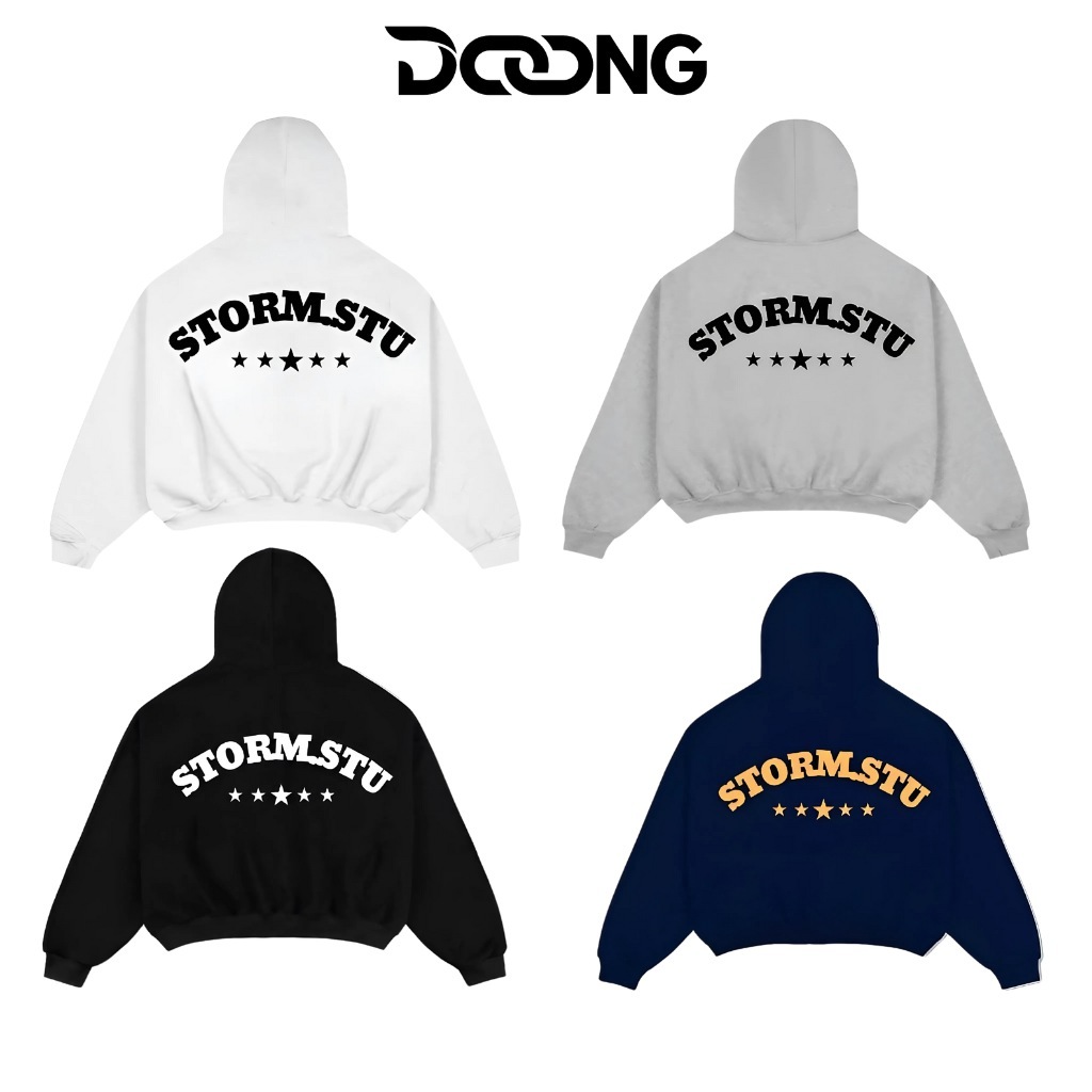 Áo Khoác NỈ STORM IN NỔI Chất Nỉ Bông CAO CẤP KN23, Áo Khoác hoodie zip Unisex nam nữ Form Boxy Có T