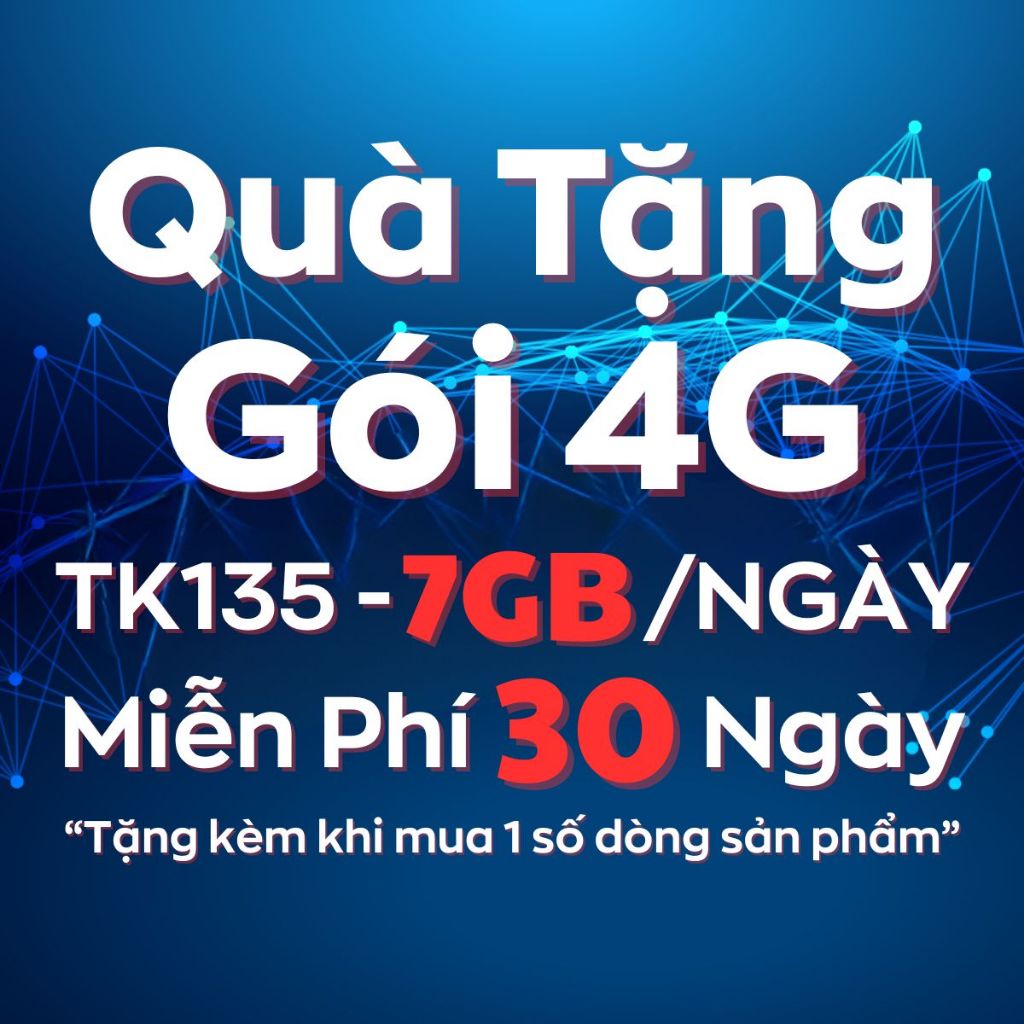 [Quà Tặng Không Bán] Gói Data TK135 - 7GB/Ngày - 210Gb/Tháng - Hết Data tự dừng