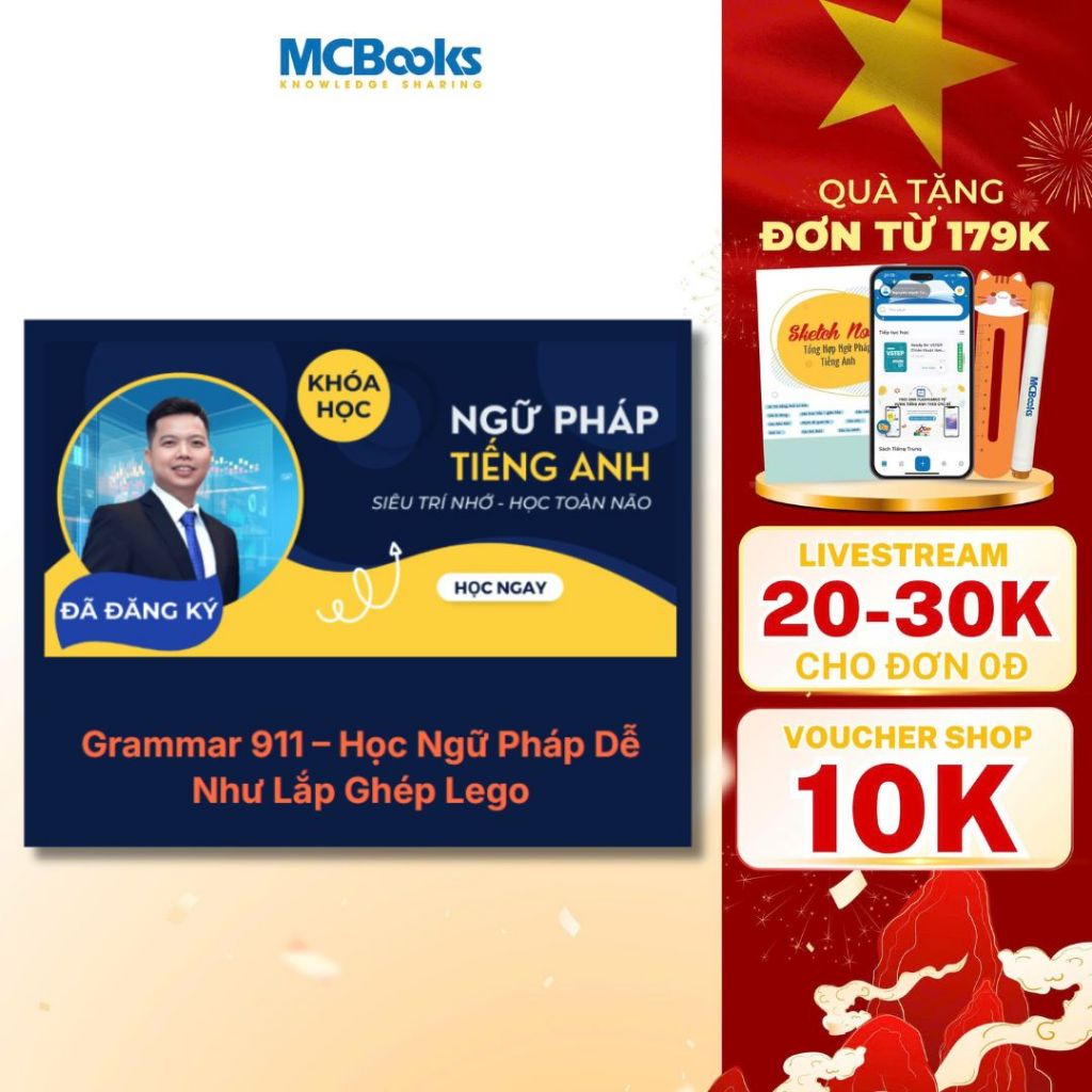 [E-voucher] Khóa học Grammar 911 – Học ngữ pháp dễ như lắp ghép lego - Nhắn tin về shop