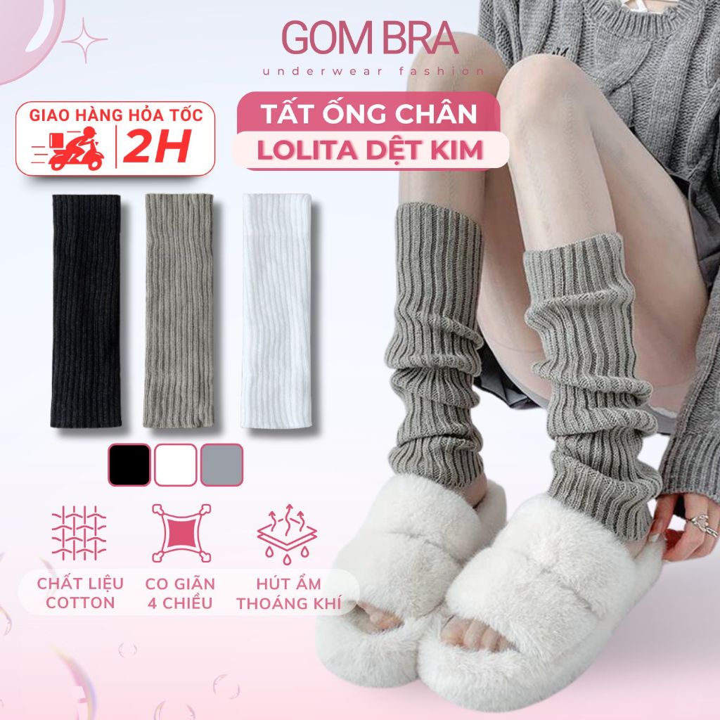   Deal Trên LIVE  Tất ống chân dệt kim Gom Bra phong cách y2k vớ len lolita ống loe mềm mịn ấm chân - AJ-2501 