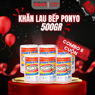 Combo 6 Cuộn Khăn Giấy Lau Bếp Đa Năng Cao Cấp PONYO 2 Lớp 500g - Thiên An Nam Paper 