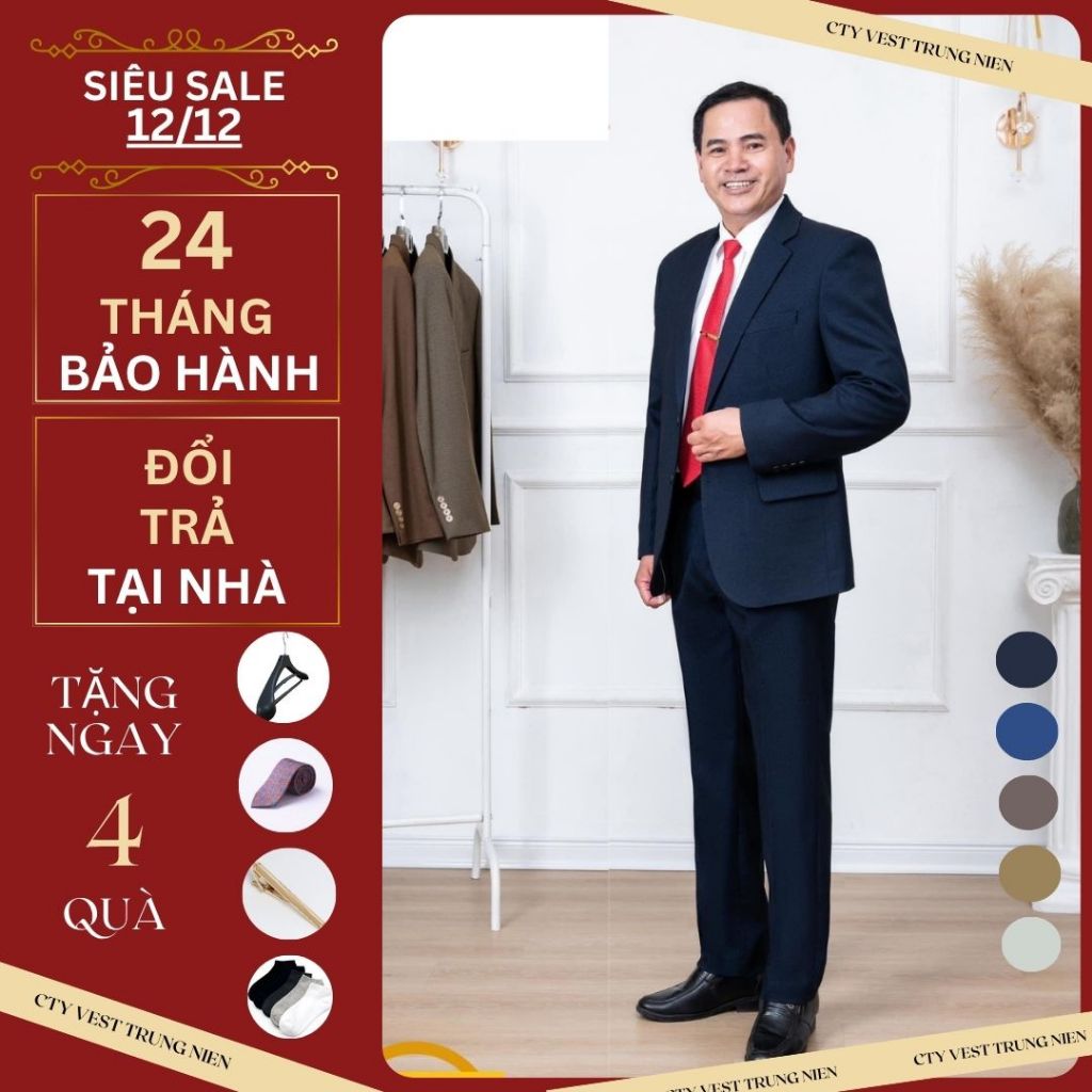 Bộ vest nam trung niên.vest nam vải tuytsi 2 khuyhàng xuất khẩu