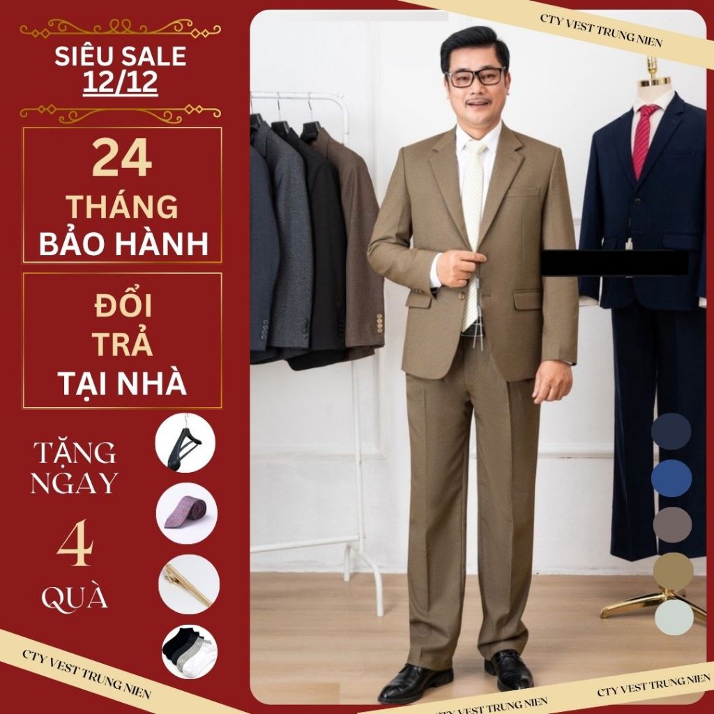 bộ vest trung niên nam,bộ vest nam trung niên màu đen