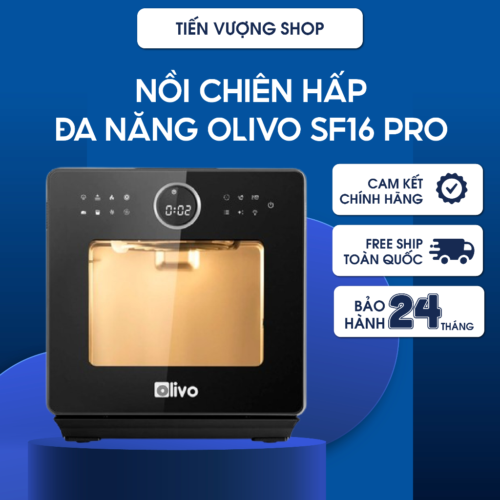 Nồi Chiên Hấp Olivo SF16 Pro 16L – Nồi Chiên Hơi Nước Bản 2025 Có Chú Thích - 70 Chức Năng, BH Chính