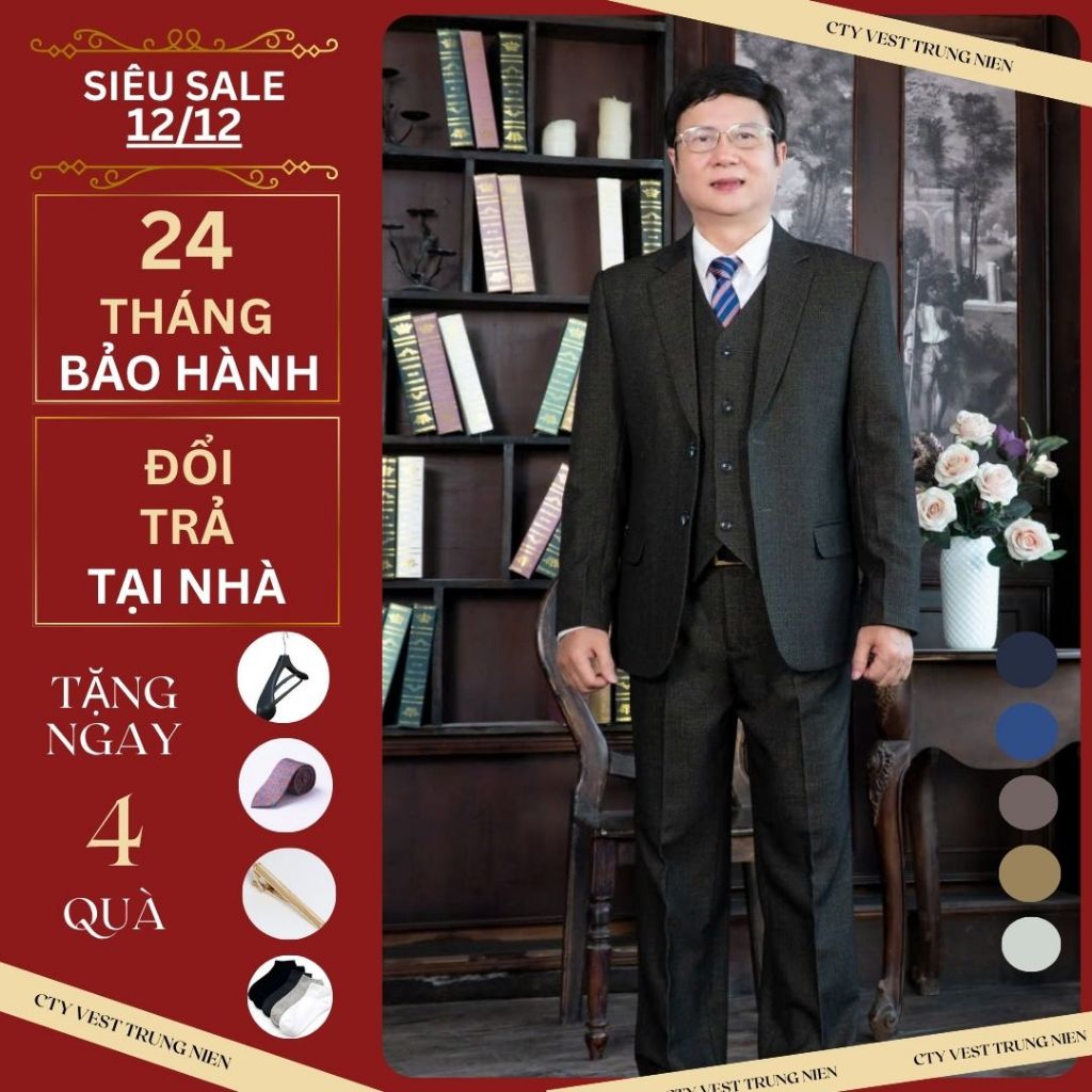 Bộ comple nam trung niên ,comple trung tuổi 2 khuy vải tuýp si nhập khẩu