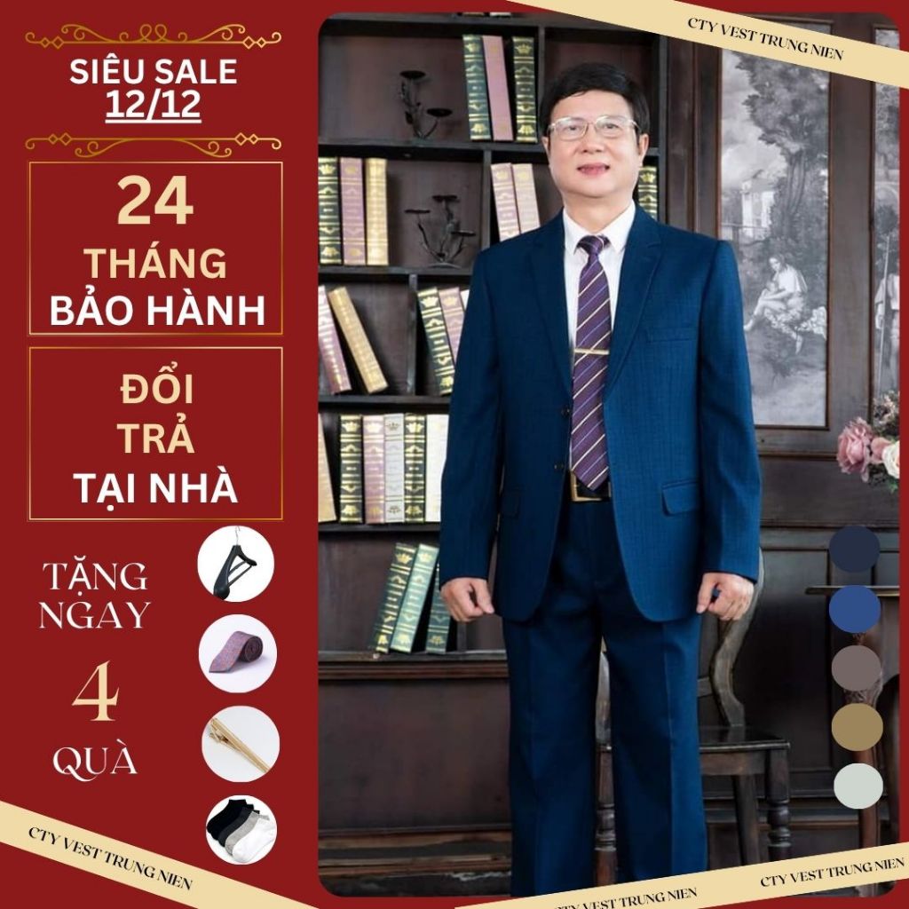 Mã Giảm Giá POROMAN LUXURY 2626 Bộ Vest NAM Trung Niên,Vest trung tuổi trẻ trung lịch lãm quý ông