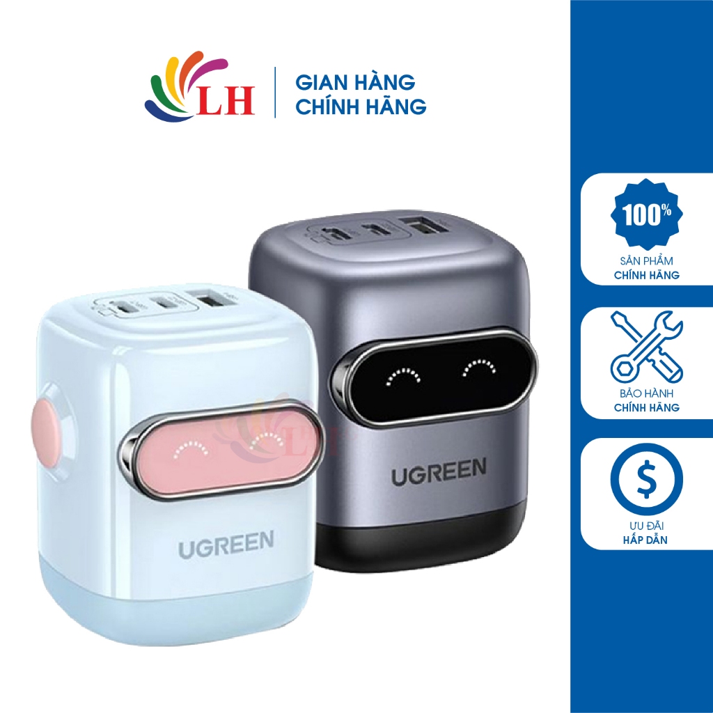 Cốc sạc Ugreen Uno RG GaN 1USB 2Type-C Robot Fast Charger 65W X662 - Hàng chính hãng
