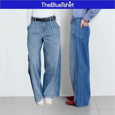 TheBlueTshirt - Quần jeans phom baggy xếp ly màu nhạt sau đậm cho nữ - Soho Jeans