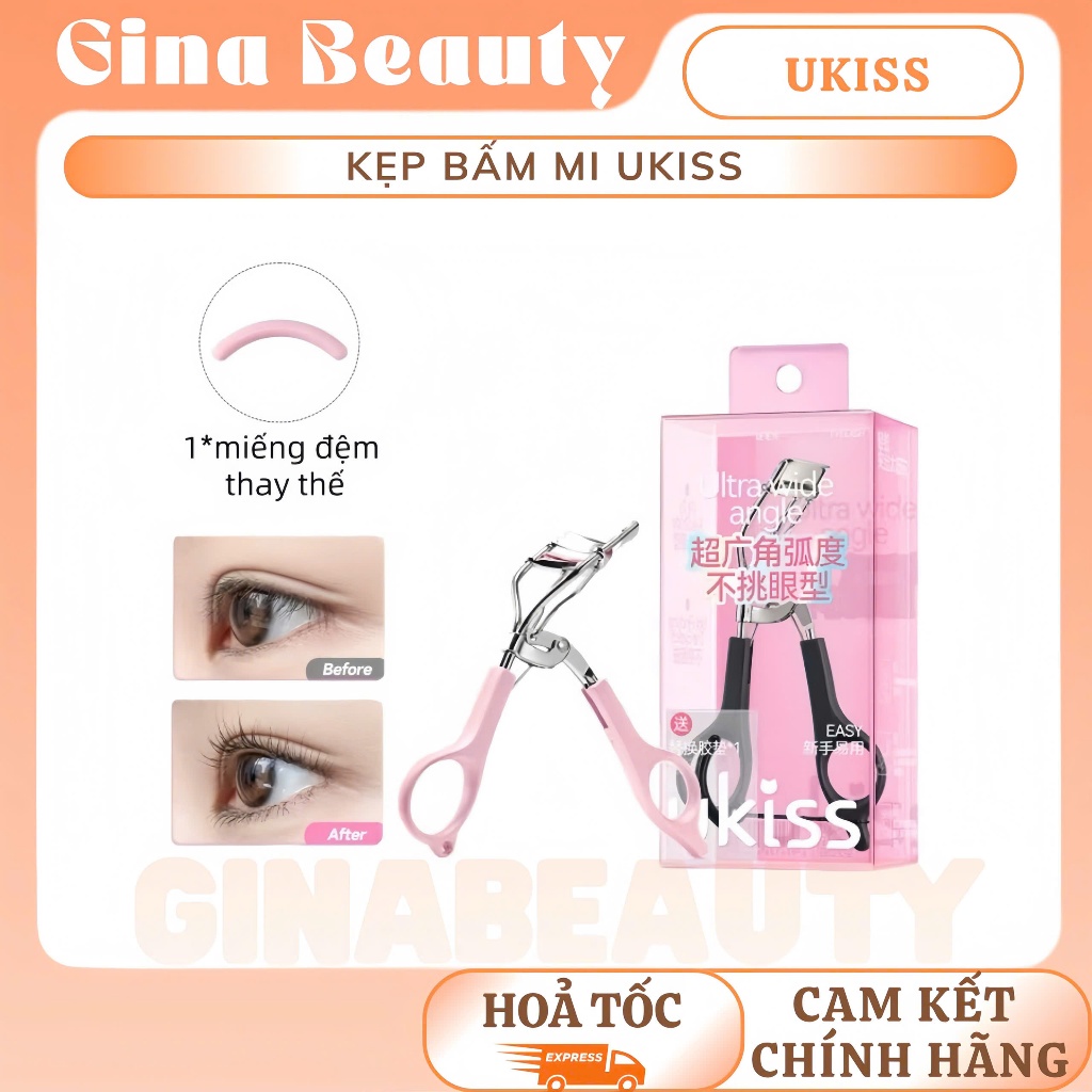 [UKISS] Kẹp mi Ukiss Dụng cụ bấm mi cong tự nhiên kèm đệm thay thế tiện dụng GINABEAUTY