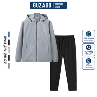   BỘ GHÉP  Bộ quần áo thể thao nam GUZADO Áo Gió 2 Lớp Kèm Quần Gió Ống Suông BGD01 