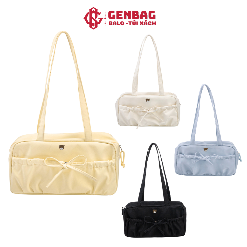 Túi đeo vai gấu nơ GENBAG túi kẹp nách basic màu pastel dáng hộp phong cách Hàn Quốc TX30