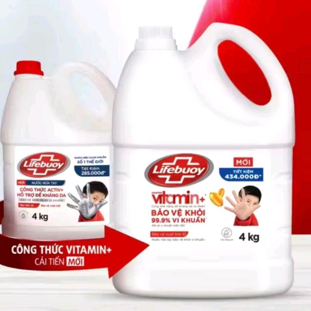 Nước rửa tay lifebuoy bảo vệ vượt trội can 4kg