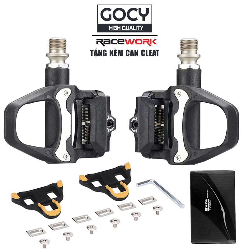 Pedal can cá xe đạp Racework dành cho xe road, fixed gear, tặng kèm can Cleat