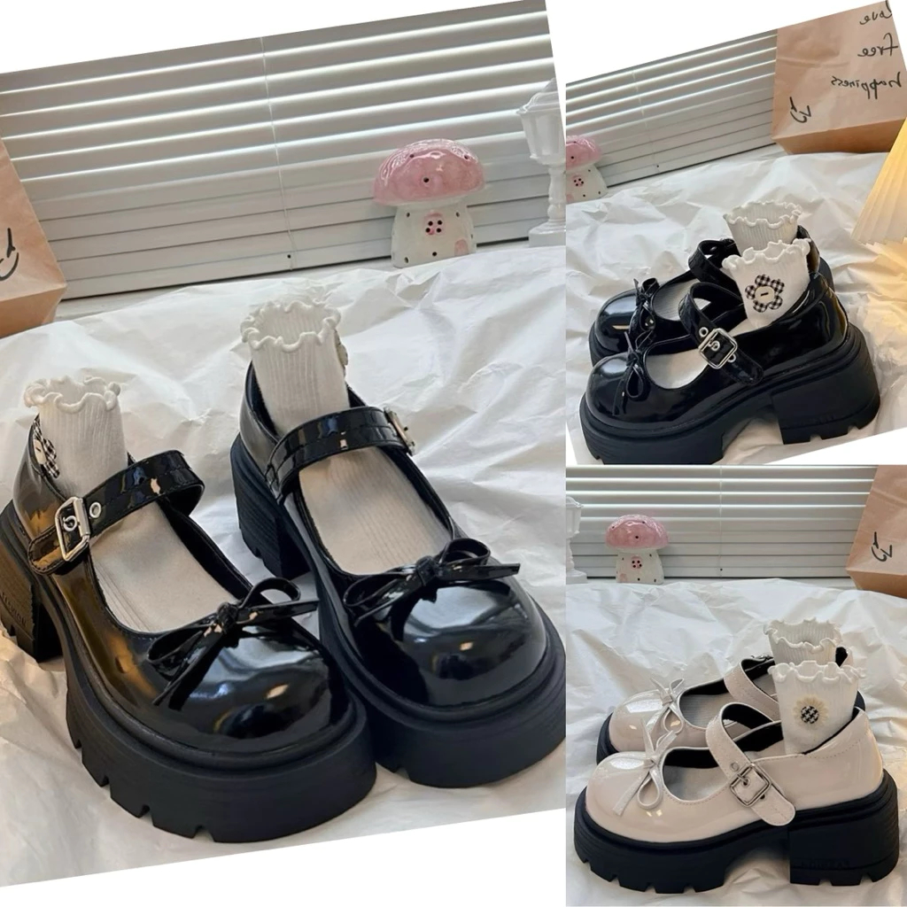 [Peinn] Giày búp bê nữ Oxford nữ 5cm tăng chiều cao phối nơ chất da bóng siêu đẹp mã qv91