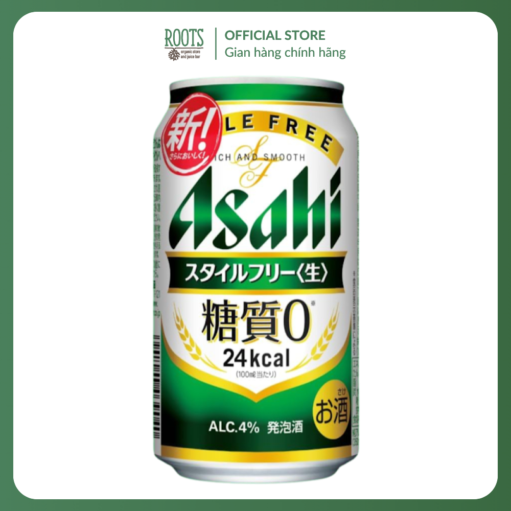 (Ship hỏa tốc) ASAHI - Bia Không Đường, Style Free Low-Malt Draft Beer, Zero Sugar, 4% (350ml)