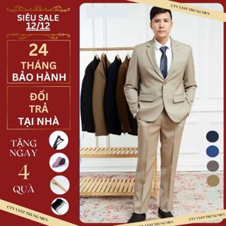 Bộ vest nam trung niên.bộ vest 2 khuy dáng xuông phong cách lịch lãm