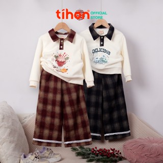  Set bộ bé gái TIHON cao cấp chất liệu mềm mại ấm áp thiết kế dài tay hình in dễ thương SET0744062 