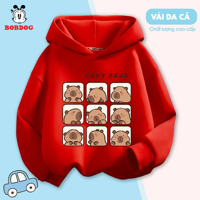 Áo hoodie bé trai BOBDOG, áo ấm cho bé trai chất liệu vải da cá in hình Capybara dễ thương cho bé