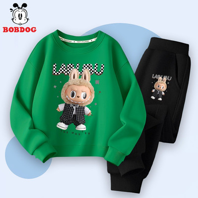 Bộ nỉ cho bé trai BOBDOG, quần áo thu đông chất cotton da cá ấm áp in hình cute MX-KS57 cho bé