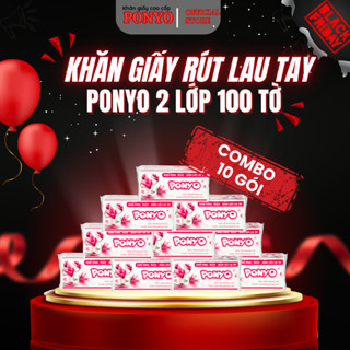  Combo 10 gói Khăn giấy rút lau tay PONYO - 2 lớp gói 100 tờ size 19x20cm - Thiên An Nam paper 