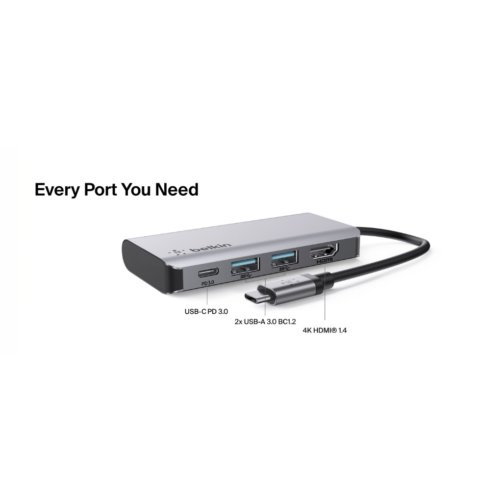 [Chính hãng Belkin] hub USB-C 4-in-1 Multiport Adapter cho Iphone, Ipad, Mac...