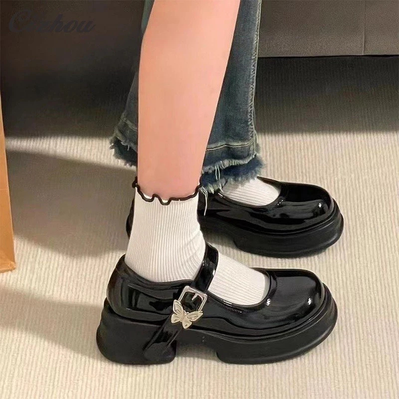 [Peinn] Giày búp bê nữ lolita đế cao 5cm chât da bóng đế pu siêu nhẹ mã 312 | BigBuy360 - bigbuy360.vn