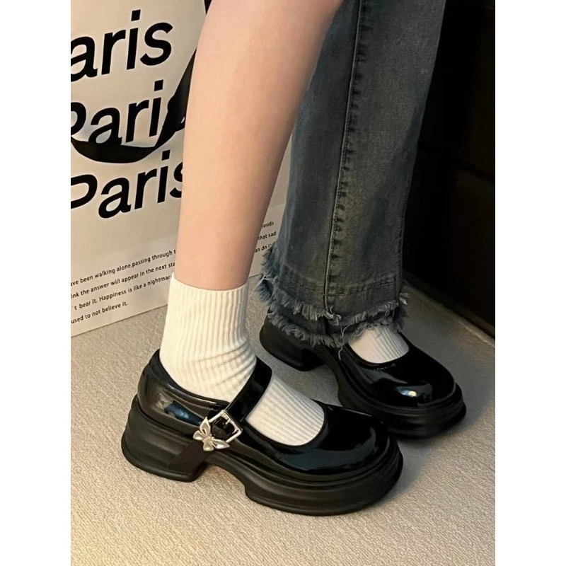 [Peinn] Giày búp bê nữ lolita đế cao 5cm chât da bóng đế pu siêu nhẹ mã 312 | BigBuy360 - bigbuy360.vn