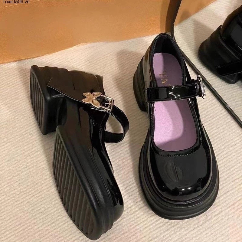 [Peinn] Giày búp bê nữ lolita đế cao 5cm chât da bóng đế pu siêu nhẹ mã 312 | BigBuy360 - bigbuy360.vn