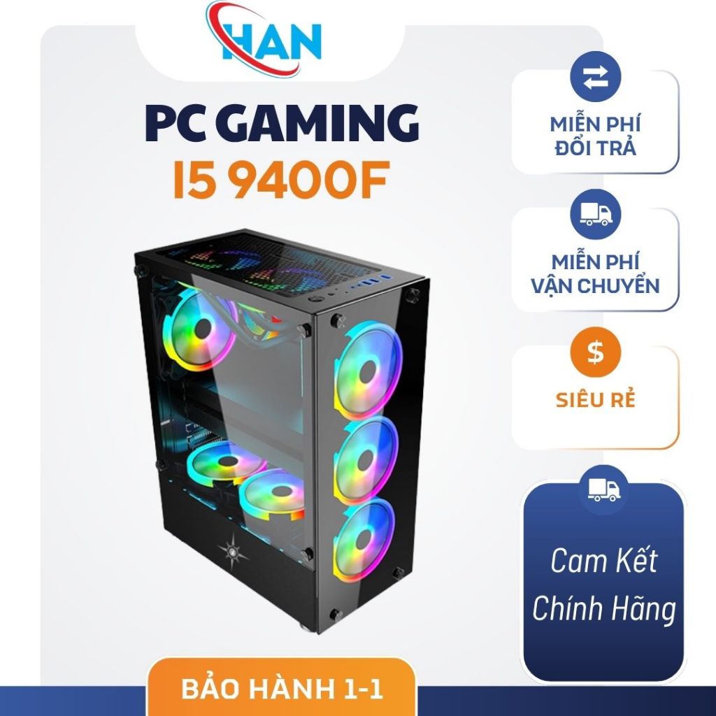Bộ máy tính CPU i5 9400F chạy main H310 hàng đẹp VGA 1050Ti 4GB