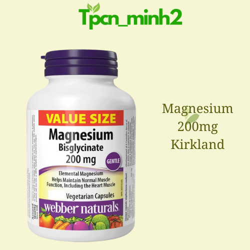 Viên uống bổ sung Magie Webber Naturals Magnesium Bisglycinate 200mg