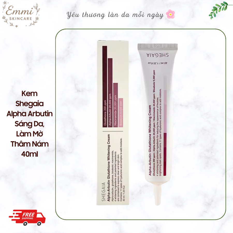 Kem Shegaia Alpha Arbutin Glutathione Cream Sáng Da, Làm Mờ Thâm Nám 40ml