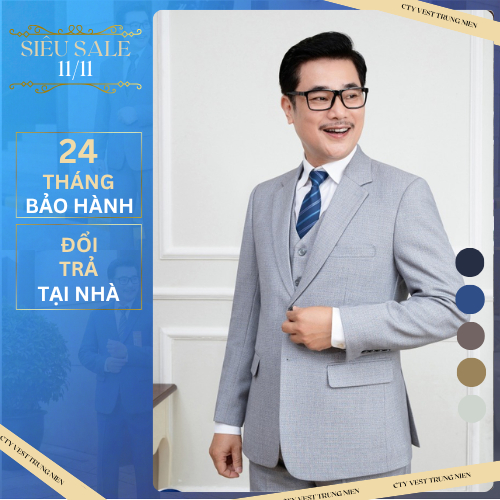 áo vest nam trung niên - áo vest nam trung niên vải tuýt si nhập khẩu