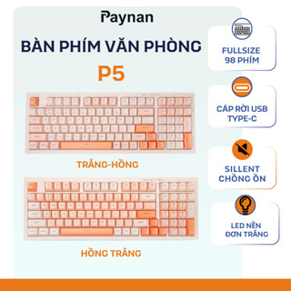  Bàn phím văn phòng P5 Paynan Peachy chống ồn kết nối cáp rời 98 phím đèn led trắng  keycap màu cổ điển 