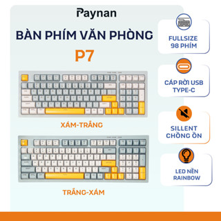 Bàn phím văn phòng P7 Paynan Navy Flow chống ồn kết nối cáp rời 98 phím đèn led rainbow keycap navy xám trắng 