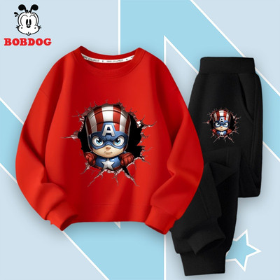 Set đồ bé trai BOBDOG, quần áo bé trai chất liệu da cá thoáng khí in hình Marvel cute MX-BDO96
