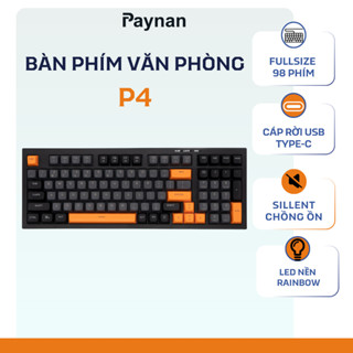  Bàn phím văn phòng Paynan P4 Poker Orange chống ồn kết nối cáp 98 phím led Rainbow keycap 3 màu năng động 
