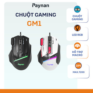  Chuột dây gaming Paynan GM1 có app điều chỉnh cài đặt macro độ nhạy max 7200DPI led RGB chuyên chơi game hoặc văn phòng 